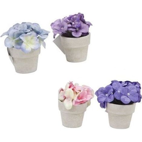 TRADE SHOP - Set 12pz Mini Pianta Fiori Artificiale Con Vaso In Cellulosa ø7x13 Cm Decorazione 210924 - (1/2)