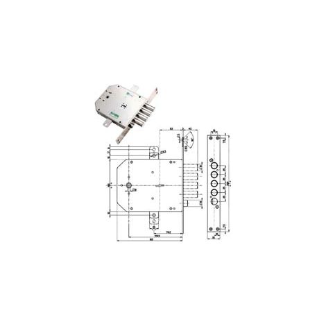 SERRATURA TRIPLICE INFILARE CON SCROCCO DOPPIA MAPPA BLINDATE 50735- - mm.63 DX (50735D) - 1 pezzi MOTTURA