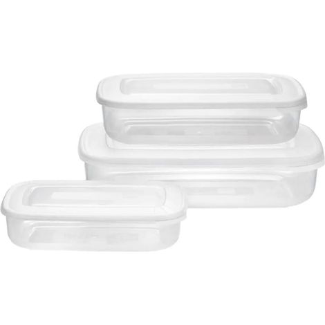 Tontarelli Set 3 Contenedores Frigobox Rectangulares Family Food Transparentes 3L + 1,88L + 0,93L