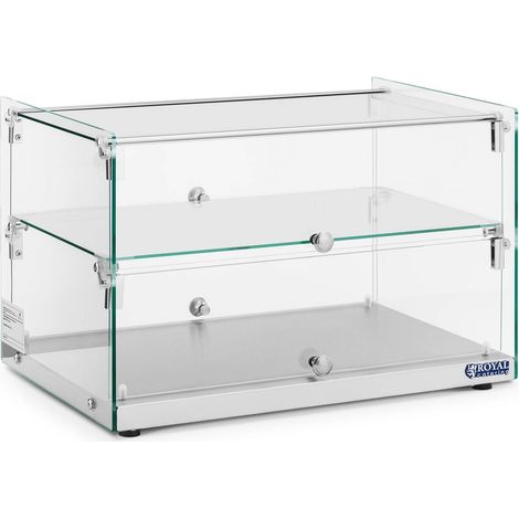 Royal Catering – Vitrine neutre 50 l en acier inoxydable et verre – Dimensions étagères 54 x 29,5 cm – Accès facile avec rabats avant et arrière (1/5)