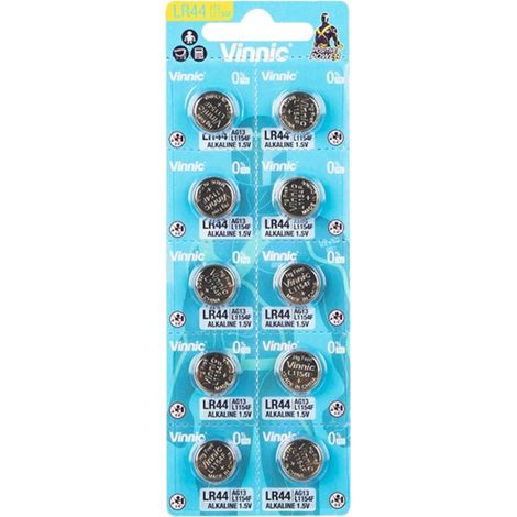 Piles alcalines Vinnic AG13 LR44 L1154 (lot de 10) (1/2)