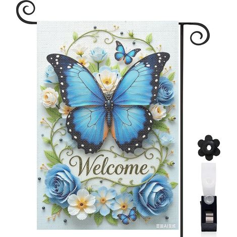 Drapeau vertical coquillages et Welcome pour l'été 30 x 45 cm décoration saisonnière cour (1/5)
