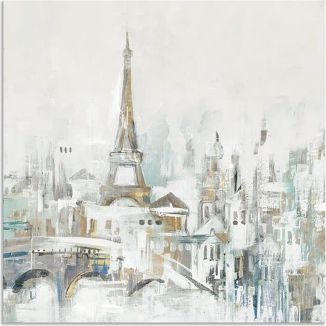 Décoration murale en aluminium ARTland pour intérieur et extérieur : Paris doré, dimensions : 30 x 30 cm (1/3)