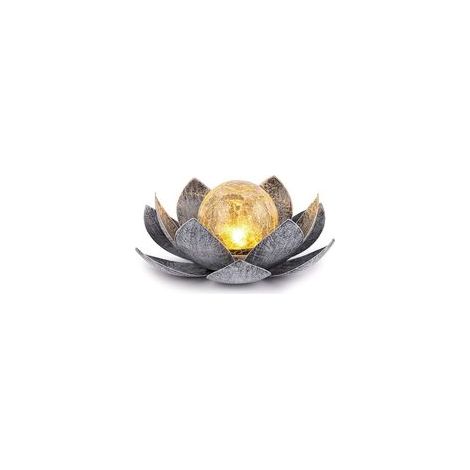 Solarleuchten für den Außenbereich, Glaskugeln mit zerbrochenem Glas, Lotus-Dekoration, wasserdichte LED-Metallleuchten für Terrasse, Rasen, Einfahrt, Tisch und Boden (1/5)