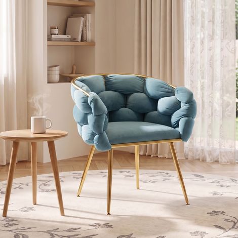 Fauteuil d'appoint luxueux et moderne, chaise de coiffeuse avec structure en métal pour chambre, salon, salle à manger (1/5)