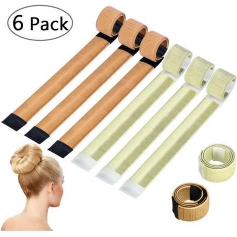 Chignon Magique, 6 PCS d'Outils de Coiffure Bande de Chignon Bun Maker Set Accessoire de Cheveux pour Filles Femmes (Blond, Café) (1/4)