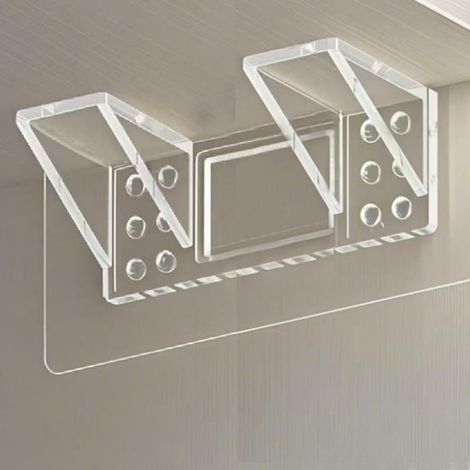 Otto staffe autoadesive per mensole, di dimensioni 7 x 14 cm, non richiedono forature, consentono un montaggio invisibile e sono adatte per armadietti. (1/5)