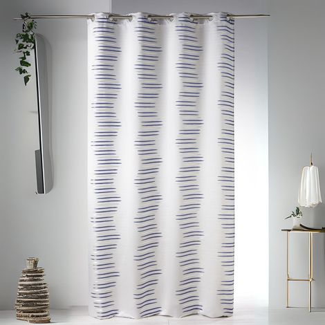 Rideau en jacquard à vagues fantaisies Bleu 140x260 cm
