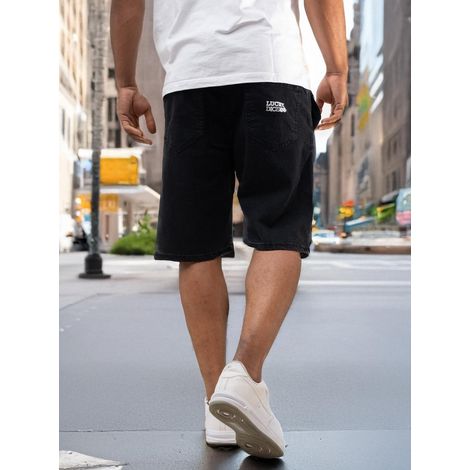 Pantaloncini di jeans larghi da uomo Lucky Dice LD Classic, neri/bianchi, taglia M (1/5)