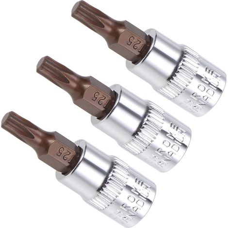 Embouts de Tournevis Torx, Embout Métrique T25 1/4" Drive 1,5" de Long, Douille en Acier Allié S2 Traité Thermiquement Cr-V, Applications : pour les Fixations, 3 Pièces (1/5)