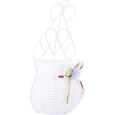 Jardinière murale Beaupretty en polypropylène blanc, design rustique tressé (1/5)