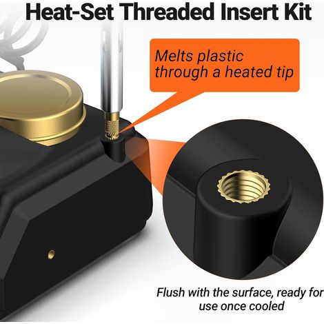 Insert Fileté, Preciva Jeux d'embouts à Souder Pour Inserts Taraudés, 130 Pièces Inserts Taraudés M2/M3/M4/M5/M6/M8, Fer à Souder pour Insert,Pour Composants d'Impression 3D et Pièces en Plastique (1/4)