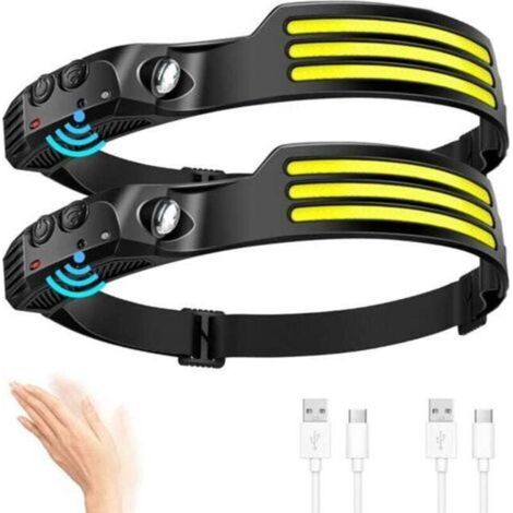 Lampe Frontale LED Ultra Puissante,3000 Lumens Super Lumineux 3xLED 230° Torche Rechargeable USB Capteur De Mouvement,Étanche IPX5 Poids 0.14lb léger (1/5)