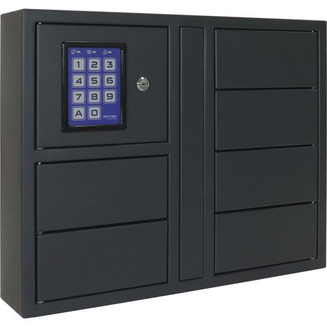 Rottner Schlüsseltresor mit Code - Schlüsselsafe mit 6 Fächer und beleuchtetem Display, Stahl anthrazit