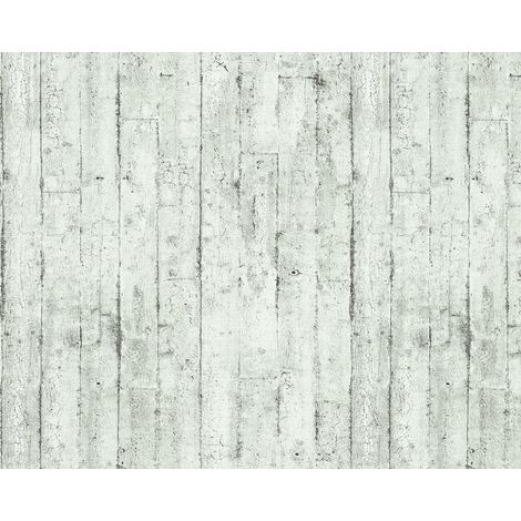 Holz Tapete EDEM 81108BR00 heißgeprägte Vliestapete leicht strukturiert im Shabby Chic Stil matt weiß grau anthrazit 10,65 m2