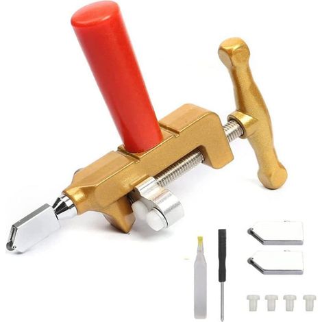 Kit D'outils de Coupe de Verre 2 en 1, Outil de Coupe de Verre Coupe-Verre Manuels,Coupe Verre Professionnel,Lame Coupe Verre pour Carreaux de Verre, Miroir et Céramique (1/5)
