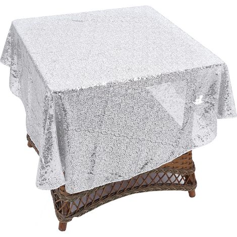 Tablecloth Ronde - 120 cm - Pailletée Argent - Pour Mariage Fête Événement - 1 Pièce (1/4)