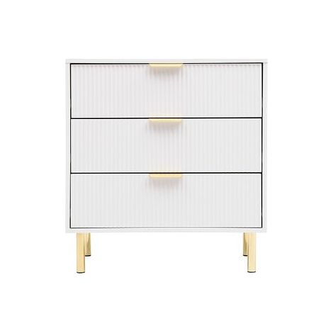 White Gloss Chest of Drawers, Gold Handles & Legs, 3 Drawer (1/5)