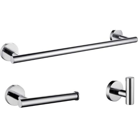 Soporte de papel higiénico de acero inoxidable para montaje en pared con barra y gancho, no requiere perforación, soporte de acero inoxidable 304 para baño.