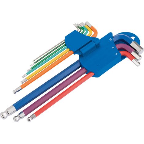 Draper Metric Coloured Extra Long Hexagon and Ball End Key Set (9 Piece) (66134) (1/5)