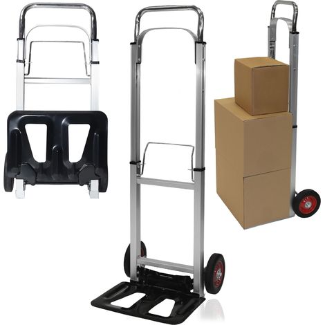 Carrello di trasporto da magazzino pieghevole in alluminio, con sistema di macinazione manuale, portata 90 kg.