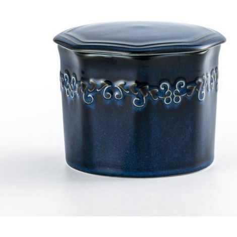 Beurrier - Céramique - Pour Conservation à Température Ambiante - Facile à Tartiner - Bleu Vintage - 1 Pièce (1/5)