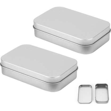 Tin Metal Storage Box, Mini Portable Silver Box 9.4x6x2cm, Container for Jewelry, Cosmetics, Keys, Candy, Gifts (1/5)