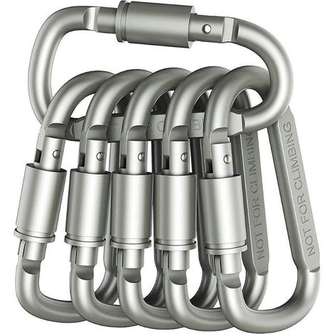 Mousqueton en aluminium de type D avec boucle de sac à dos solide et légère - Lot de 6 (1/4)