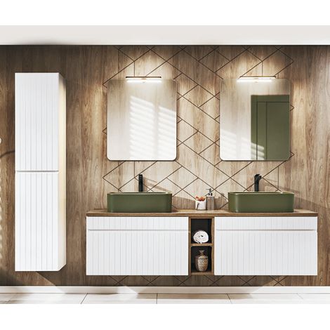 Ensemble de salle de bain Iconic White - 2 vasques, 1 colonne (1/2)