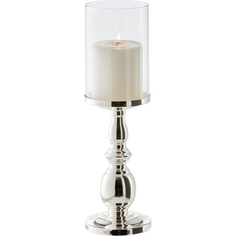 Lanterne Décorative en Métal Plaqué Argent Anti-Ternissement Hauteur 34 cm pour Bougie - PANGIVO (1/5)