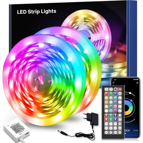 Ruban Led 30M, Bande Led RGB,Led Ruban Lumineuse Flexible Multicolore, Chambre avec Bluetooth APP et Télécommande, Synchronisation de La Musique, Mode Minuterie, Pour Chambre, Salle de Jeux (1/5)