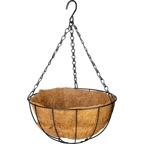 Aufhänger Strend Pro, Halter für Blumentopf, Stahl/Kokos, hängend, mit Kette und Haken, 25 cm