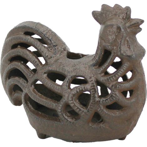 Portacandele decorativo per galline per casa e giardino - Figura rustica in ghisa