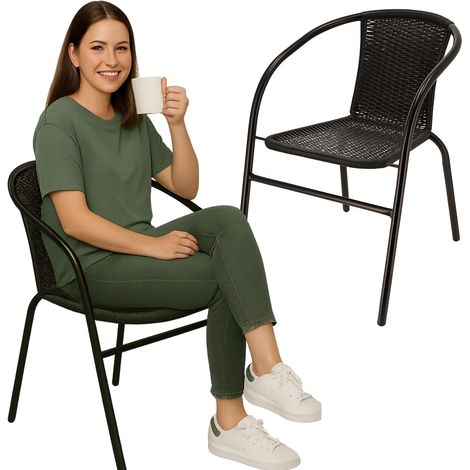 Silla de jardín para balcón o terraza, estilo Technorattan, sillón bistró (1/5)