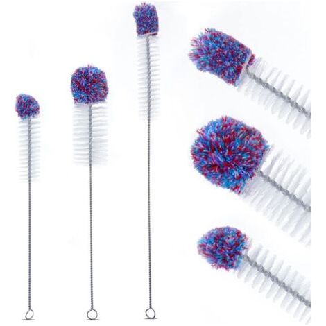 Nettoyeur Bouteille Nettoyage pour Bouteilles Tube Brosse De Nettoyage Brosse Bouteille Goupillon Nettoyage Ecouvillon Convient Aux Bouteilles, Bouteilles, Tubes à Essai, Violet & 3 Pièces (1/4)