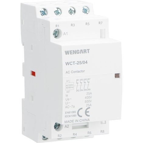 Power Switch 25A - AC 230V - 4NC (Normally Closed) - Width 36mm (2 DIN Modules) - Ideal for Electric Shedding and Cut-Off Safety - WCT-25 (1/5)