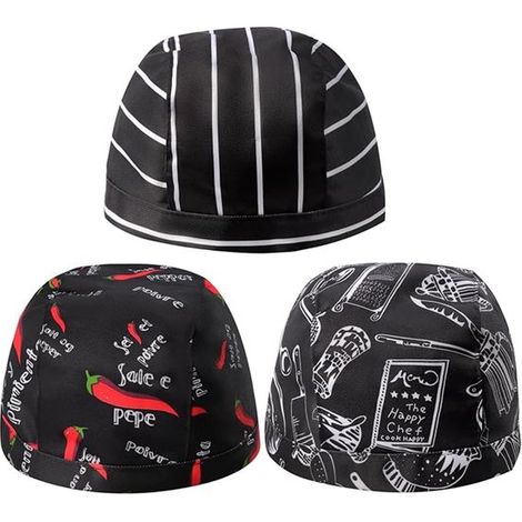 Set di 2 cappelli da chef a quadri: classici cappelli da chef a quadri rossi e bianchi e neri e bianchi, per uso professionale e domestico. (1/5)