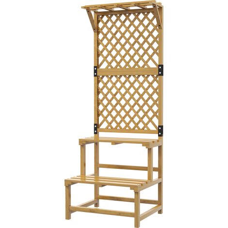 Estantería para plantas de madera con 2 niveles y enrejado 60 x 50 x 166 cm (1/5)