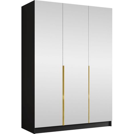Armario Closico Decoron III, Negro + Dorado, 215x150x58cm, Puertas de armario: Con bisagras, Número de estantes: 0