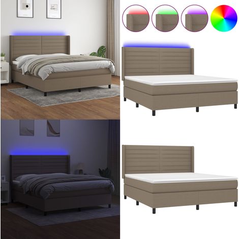 Boxspringbett mit Matratze & LED Taupe 160x200 cm Stoff - Boxspringbett - Doppelbett - Lattenrost - Bettsofa - Schlafsystem - Home & Living (1/5)