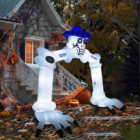 Arche Gonflable Squelette YM888YBTMV24W00004 Décoration Extérieure Halloween 4m Blanc LED (1/5)