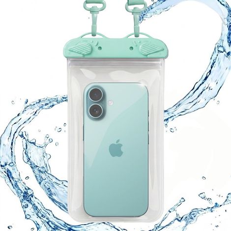 Funda para teléfono impermeable IPX8, universal, arcoíris, verde (1/5)