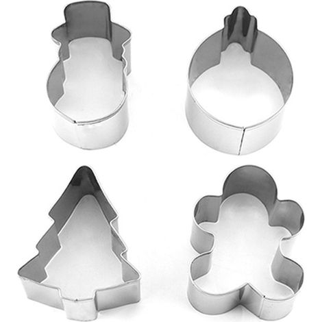 Kit de 14 Emporte-Pièces de Noël en Acier Inoxydable - Formes Sapins, Étoiles et Pères Noël pour Biscuits de Fête (1/5)