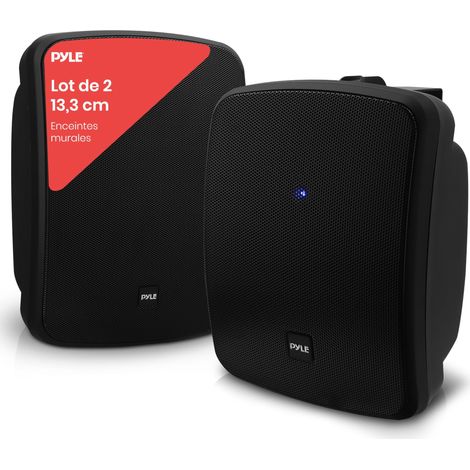 Enceinte Bluetooth sans Fil Étanche pour Extérieur Paire d’Enceintes 2 Voies 13 cm Montage Mural/Plafond Résistantes aux Intempéries Support Universel Patio et Intérieur Noir (1/5)