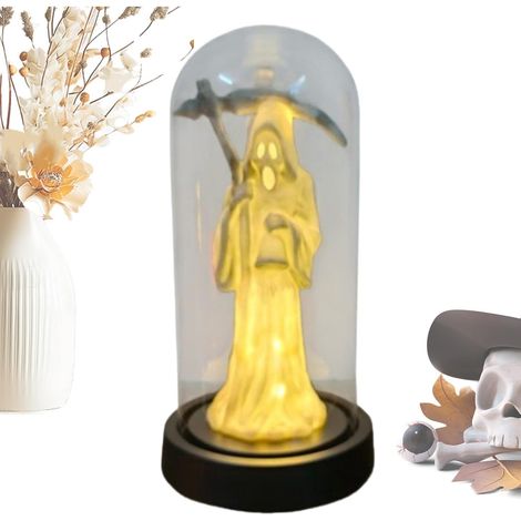 Lampe de Table Gothique Fantôme sous Cloche LED Décoration de Table Lampe de Table Halloween pour chevet, chambre, bureau, manteau de cheminée, maison, bibliothèque (1/5)