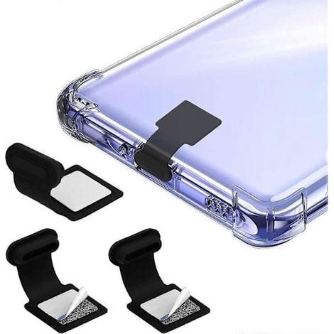 HOXILEELEO - Lotto di 3 cache polvere porte USB Type-C, in silicone, con adesivo rimovibile nero. (1/5)