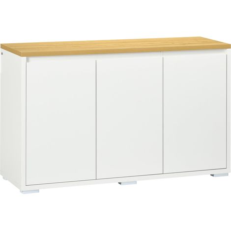 Mobile Multiuso 120x37x75 cm in Truciolato Bianco e Legno (1/5)
