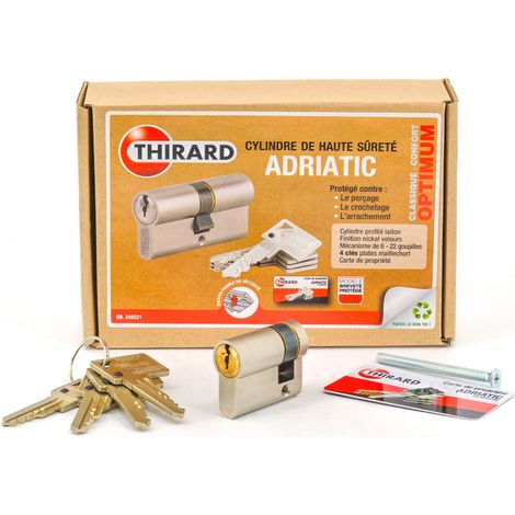 Demi Cylindre de sécurité nickelé pour porte Adriatic THIRARD Dimension - 30 x 10 mm (1/3)