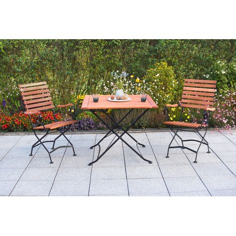Schlossgarten Set 3tlg 2 Sessel Klapptisch 90x90cm