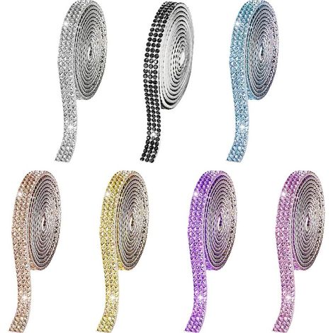 Lot de 7 Autocollants en Strass, Bandes Autocollantes, Rouleaux de Ruban Adhésif Brillant, Rubans Décoratifs, Accessoires de Bricolage (1/5)